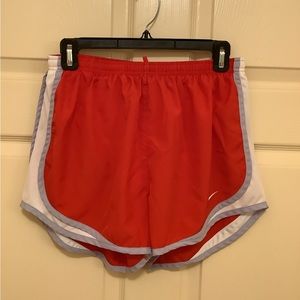 Women’s Red Nike Tempo shorts, size Large